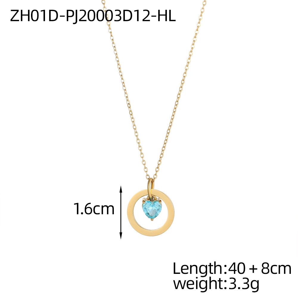 

CARLIDANA Shiny Heart Zircon Two-sided Heart Pendant 12 Birthstone Necklace Stainless Steel Pendant Necklace for Women Jewelry