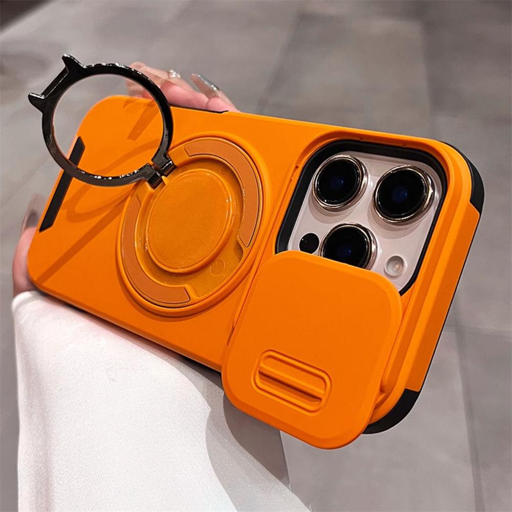 Slide Camera Lens Protection Magnetic Ring Holder Case For For Iphone 17 Air 11 12 13 14 1 16 Pro Max Plus Shockproof Cover