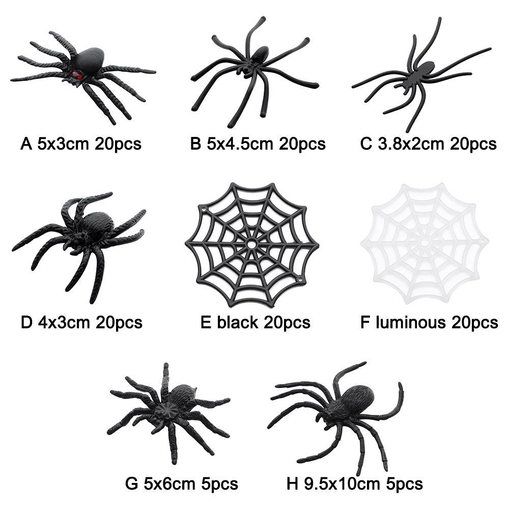 20Pcs/Pack Children Halloween Novelty Toy Decorative Spiders Plastic Fake Spider Haunted House Prop Prank Toys