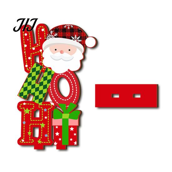 Double Sided Printed Decorations 2D Wooden Christmas Tabletop Ornaments, Xmas Tree Santa Lightweight Trees Snowman Sign with Stand, Holiday