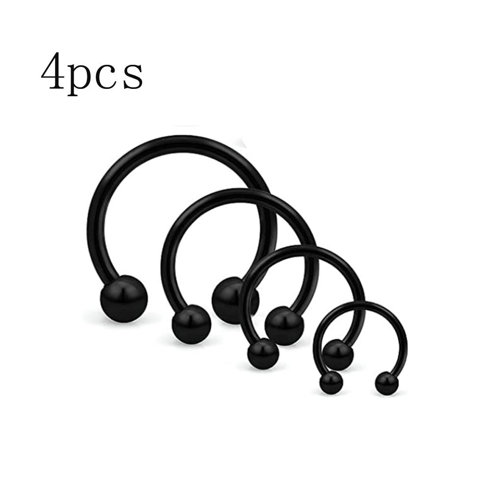 4Pcs/32pcs 16G Septum Nose Rings Stainless Steel Hoop Horseshoe Piercing Jewelry Tragus Cartilage Earrings for Women Men 6-12mm
