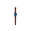 Swatch Skin Series Quartz Watch Brown Leather Strap 42mm Blue Dial Stainless Steel Case Unisex watches Silver SS07S101