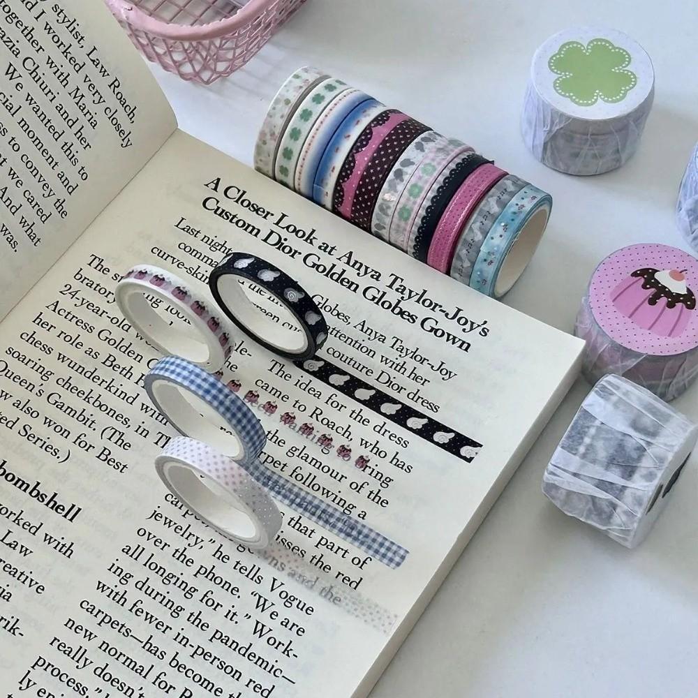 Adhesive Washi Tape Set 4 Rolls Scrapbooking Tape Retro Decorative Tape Notebook Decoration