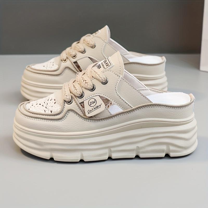 New Breathable Women's Shoes Summer Hollow Thick Sole Platform Casual Skateboard Sneakers