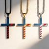 American Flag Titanium Steel Cross Necklace Trendy Genderless High-end Hip-hop Daily Wear Accessories