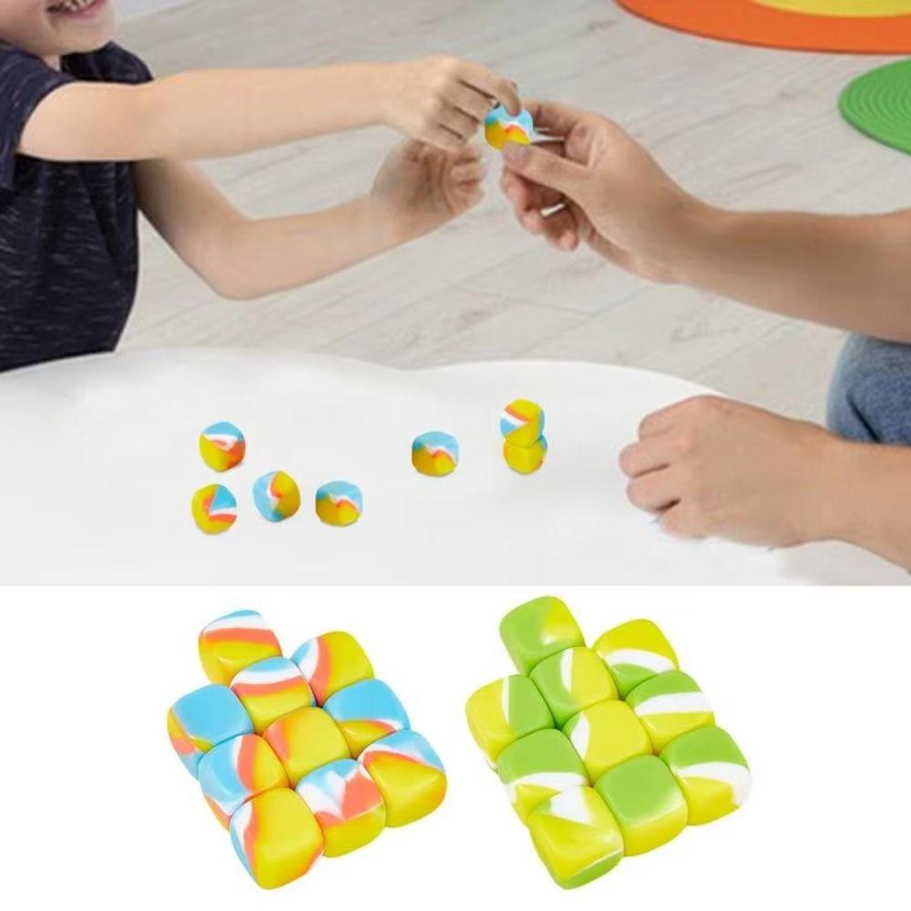 

10pcs/set Polyhedral Traditional Game Toys 16mm Playing Stones Toy Family Party жовтий
