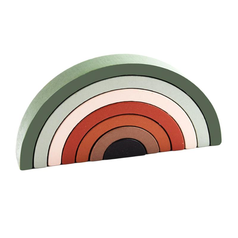 Arch Bridge Rainbow Building  Kids Wood Stacker Baby Toy Color Cognitive Children Montessori Educational Wooden Toys