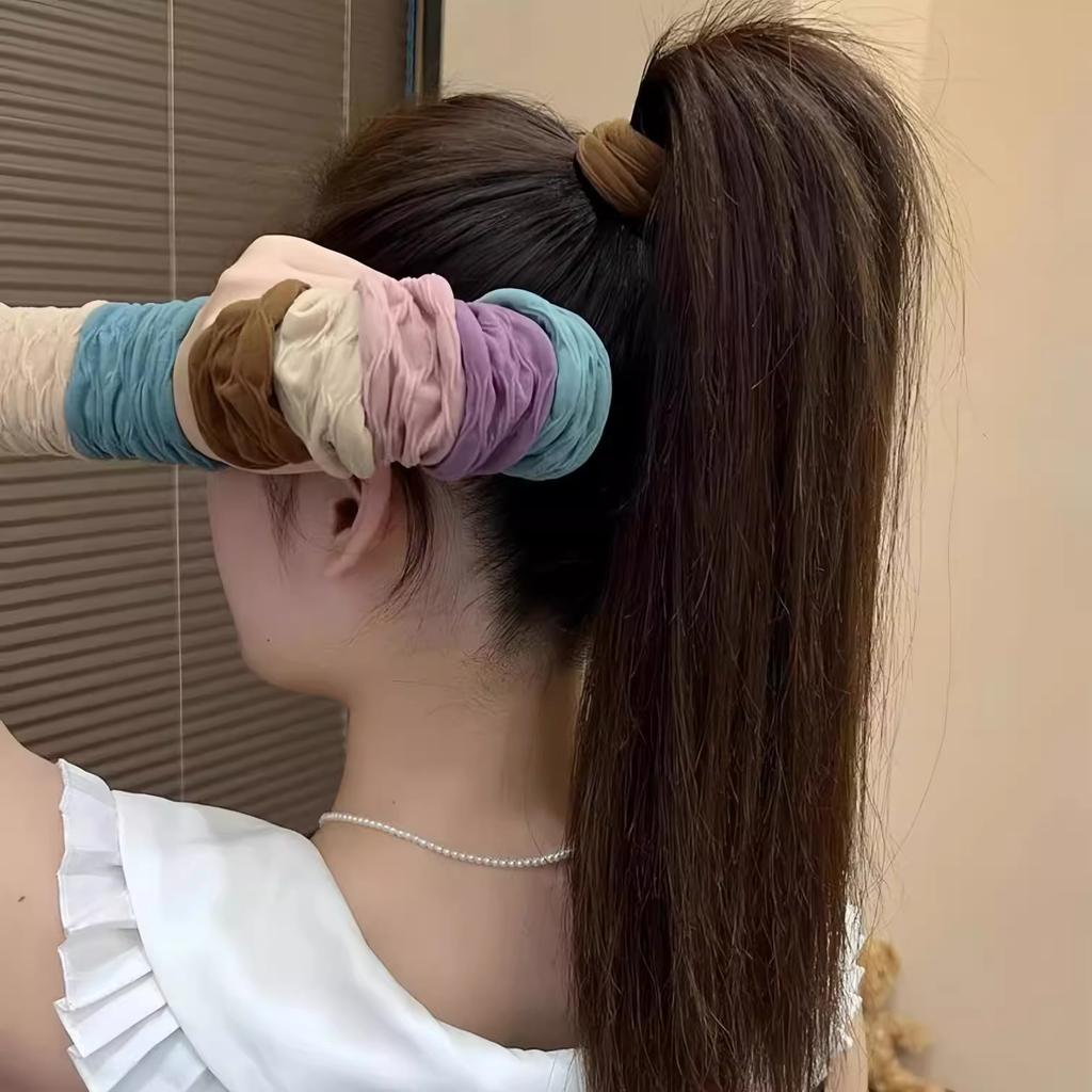 4er Set Solide Breite Haarbänder Seile Damen Pferdeschwanzhalter Haargummi Scrunchies Gummibänder Stirnband Koreanische Mode Haaraccessoires