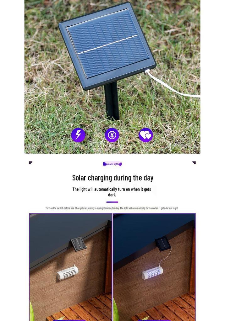 Solar Outdoor Mosquito Killer Lamp: Garden Rainproof Electric Shock Repellent