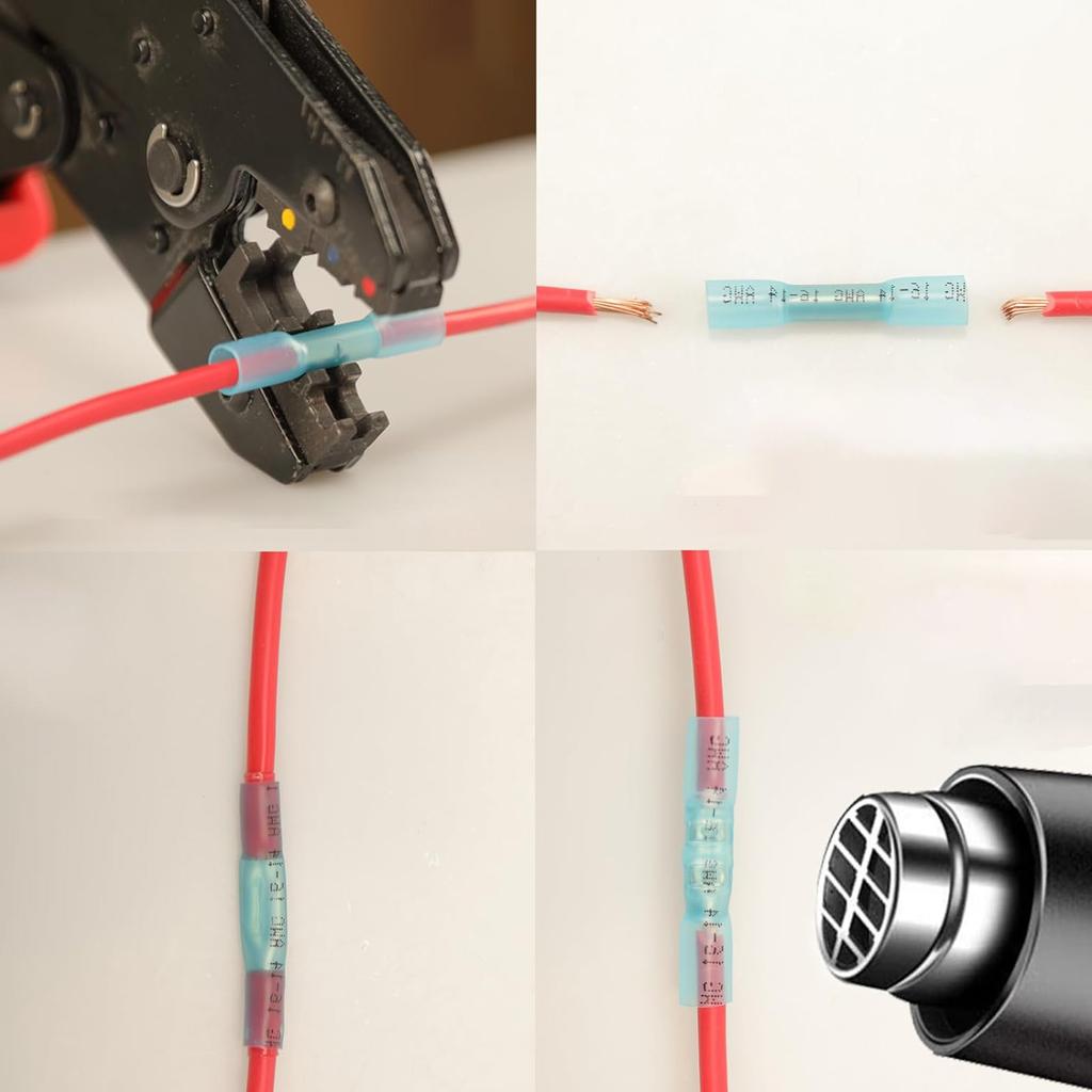 115Pcs Heat Shrink Waterproof Butt Connectors Kit 3:1 Insulated Electrical Wire Splice Terminals AWG12-22 Assortment Box