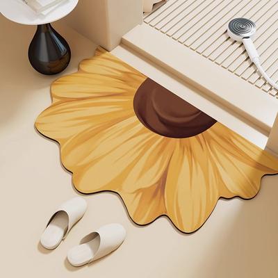 Sunflower Bathroom Floor Mat, Bathroom Door, Diatom Mud Floor Mat, Water-Absorbing Quick-Drying Anti-Skid Mat, Diatom Mud