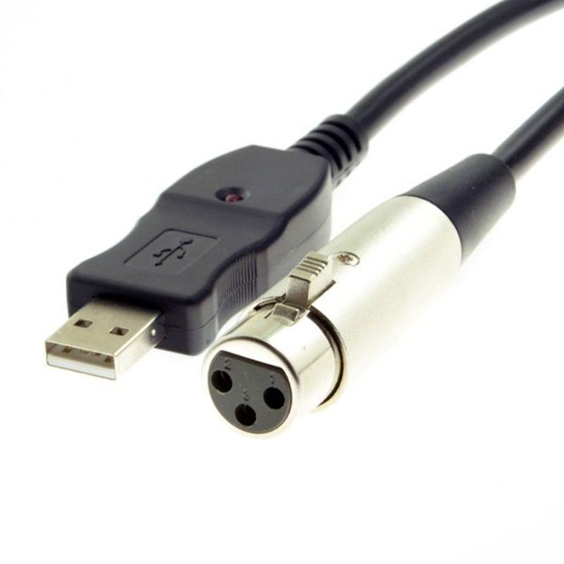 9.84ft USB Male to 3Pin Female Mic Converter Cable Wire Line for Studio Sound Recording with Wide Compatibility Black