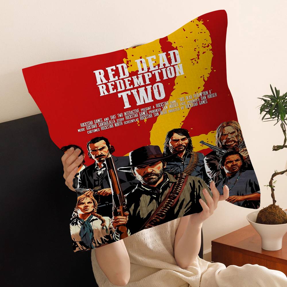 Spel R-Red Dead Redemption Rdr Kussenslopen Cartoon Bank Decoratief Huis Dubbelzijdig Bedrukken Kort Pluche Schattige Kussenhoes