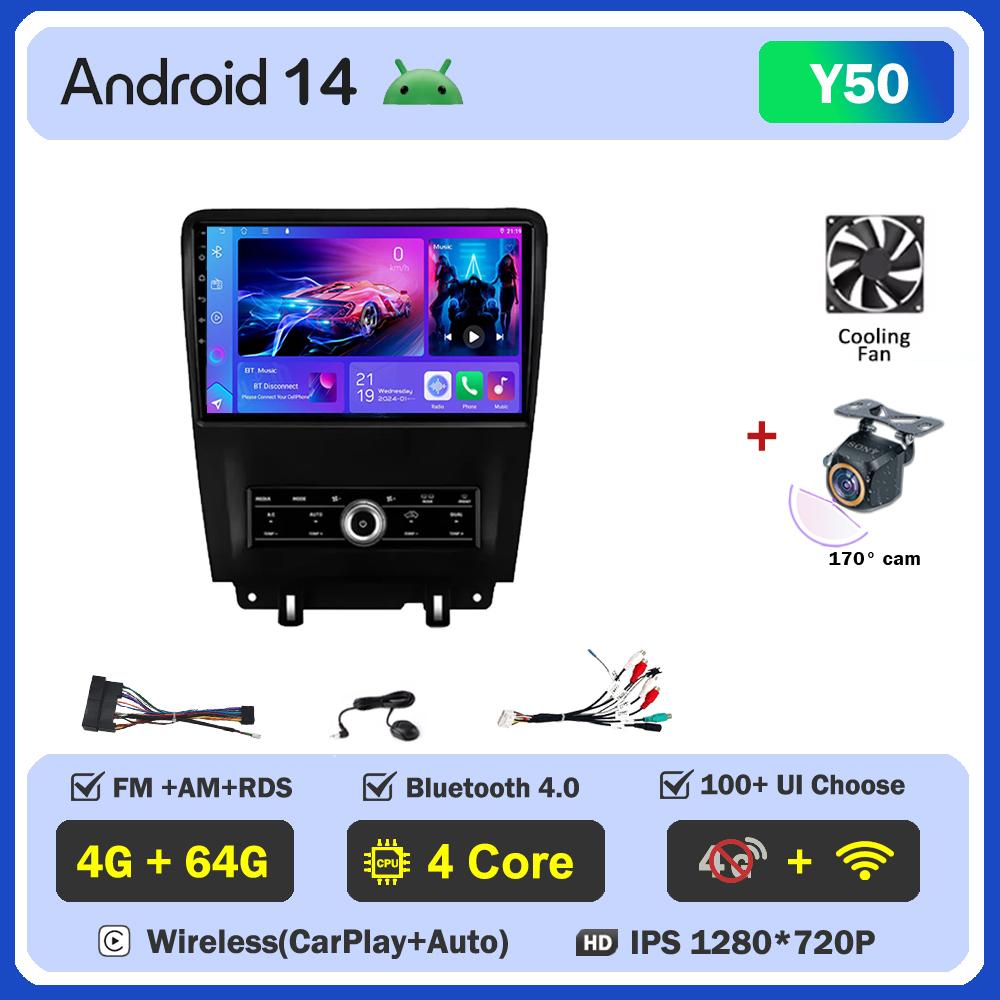 Android 14 For Ford Mustang V S-1972009 2010 2011 2012-2014 Car Multimedia Video Player Autoradio Touch Screen GPS Navigation
