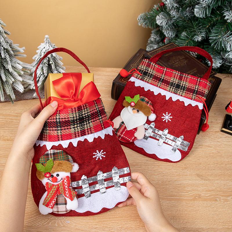 Christmas apple bag snowman gift bag Christmas Eve fruit packaging bag velvet gift tote bag apple box