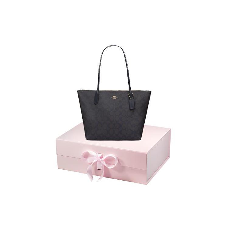 Coach Borsa Tote con Chiusura a Zip, Borsa Shopping in PVC, Borsa a Spalla Grande da Donna, Marrone Scuro 4455-IMAA8