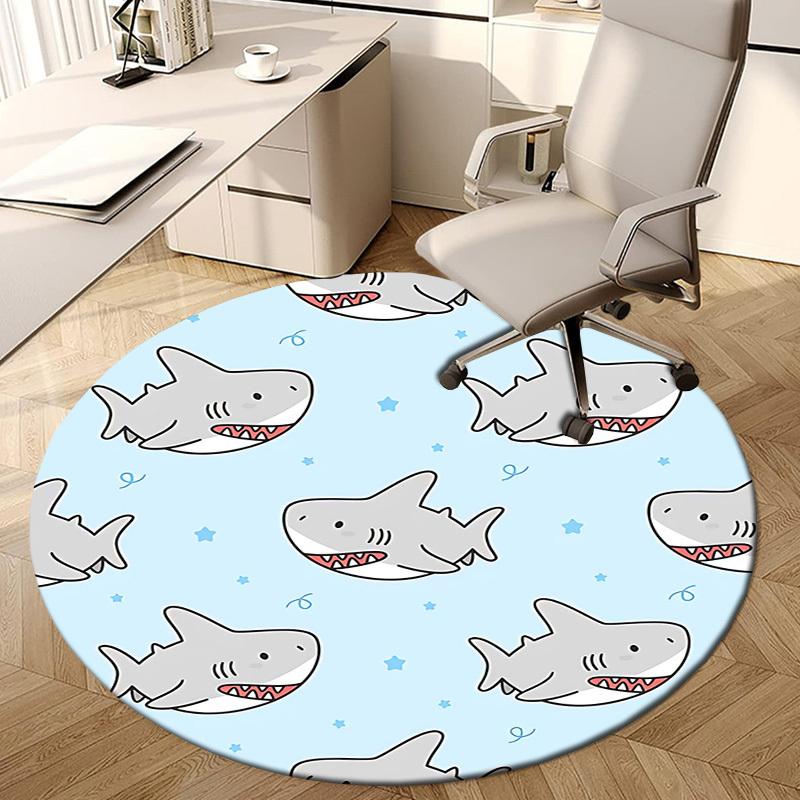 1PC shark star Non-Slip Floor Round carpet, Office, family, bedroom, Large Area Rug Indoor Rugs, Vibrant Colors-Z0483
