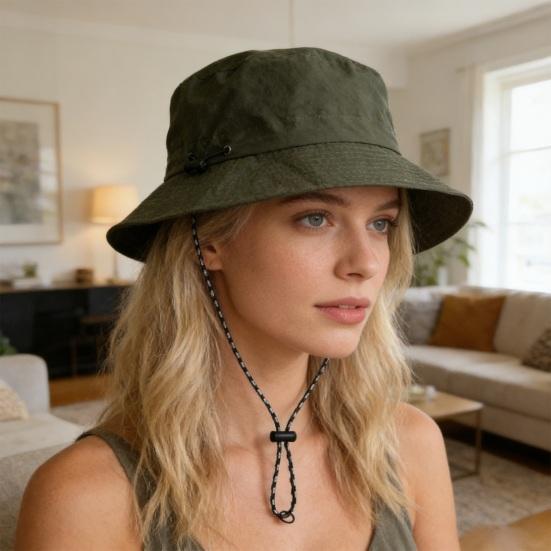 Summer Sun Hat with Adjustable Chin Strap Breathable UV Protection Men Women Outdoor Climbing Hiking Fishing Travel Wide Brim Bucket Hat