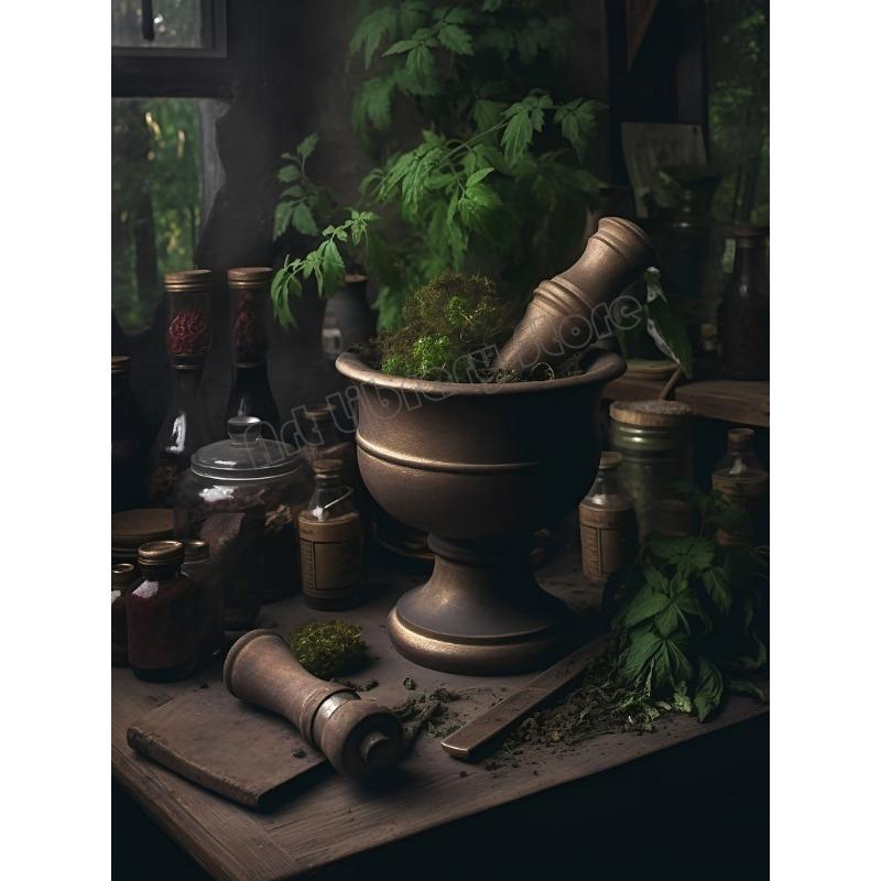 Victorian Botanical Greenhouse Wizard Library Apothecary Fantasy Haunted House Poster Wall Pictures Canvas Painting Home Decor