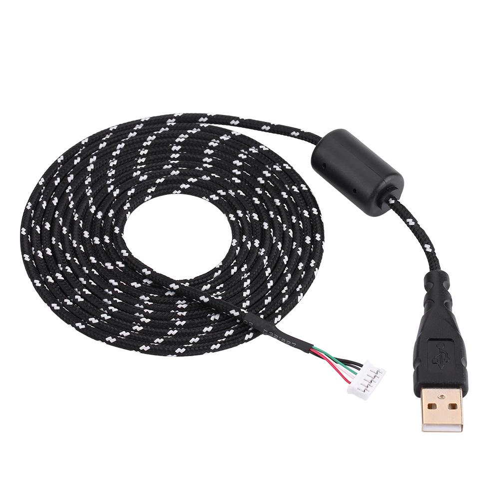 Universal Mouse Cable Braided Line Wire Replacement for Microsoft or Logitech Line 1 Black Whit