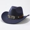 Western New Belt Minority Style Jazz Hat Men's and Women's Cowboy Hat Big Eaves Hat Woolen Top Hat