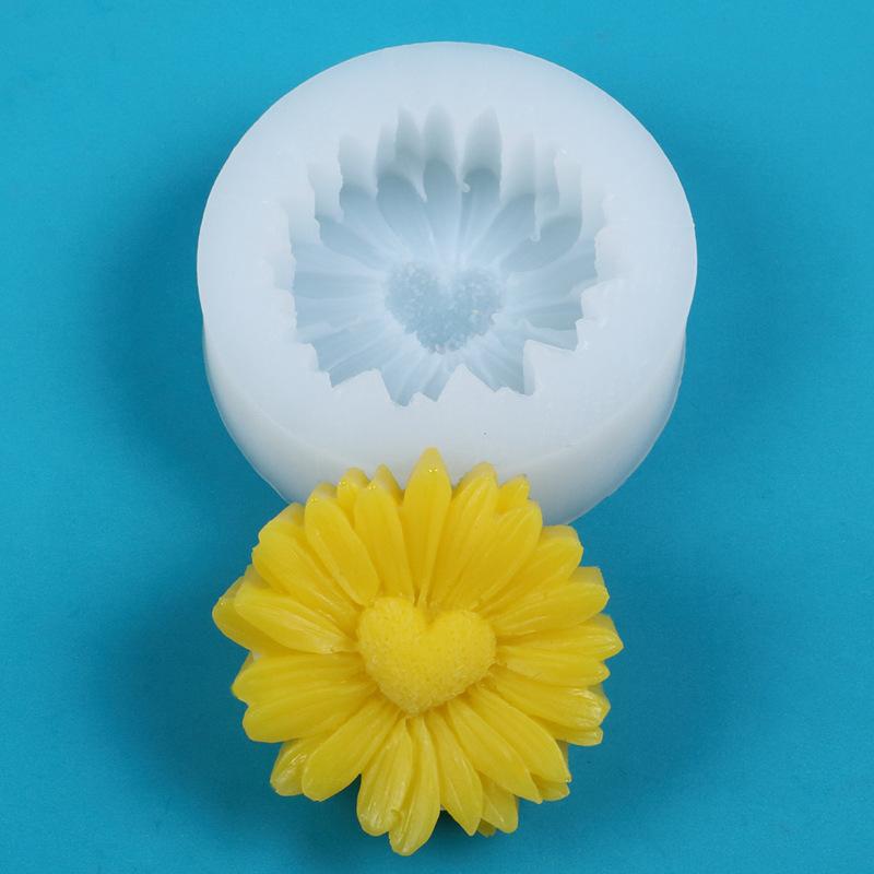 Sunflower Silicone Mold Charitable Gifts Daisy Aromatherapy Candle Decorations Mousse Cake Baking Handmade Soap Oven Safe China Standard белый
