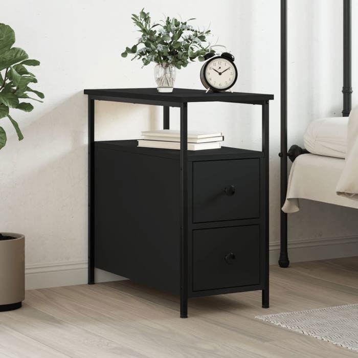 VidaXL Bedside Table Black 30x60x60 Cm Engineered Wood 826063