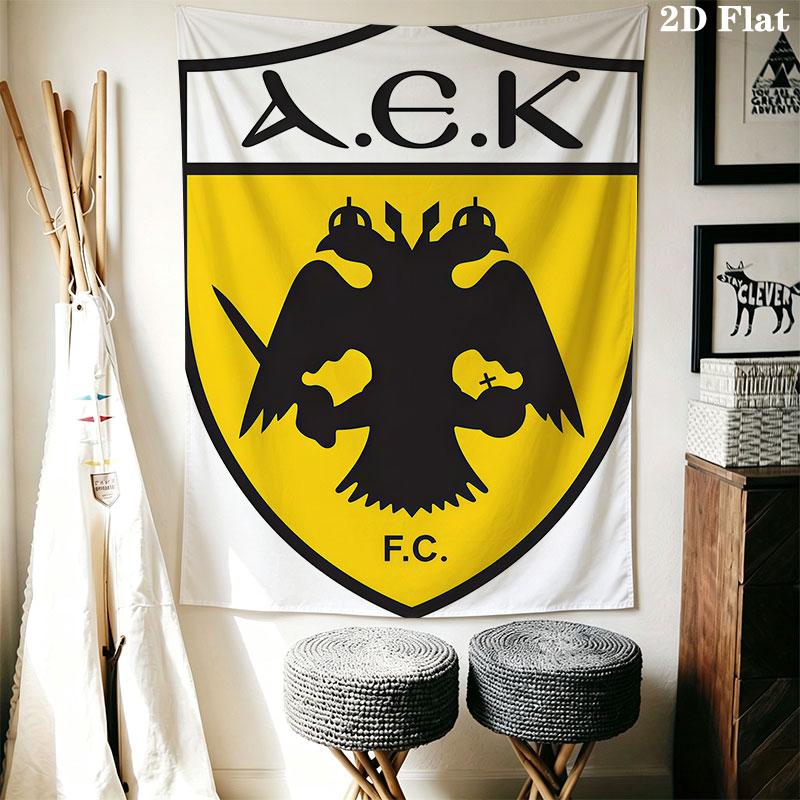 AEK Athens F.C logo Wall Hanging Printed Fabric Blanket Decorative Tapestries for Bedroom Living Room Home Decor
