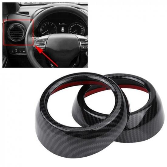 For Hyundai Kona 2018-2022 Carbon Fiber Front Side Air Vent Outlet Cover Trim