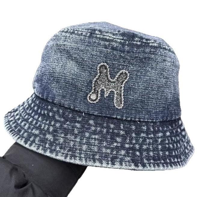 Tide Brand Heavy Industry Rhinestone M Letter Washed Denim Fisherman Hat Children Spring and Summer Sunshade Thin Leisure Basin Hat Versatile