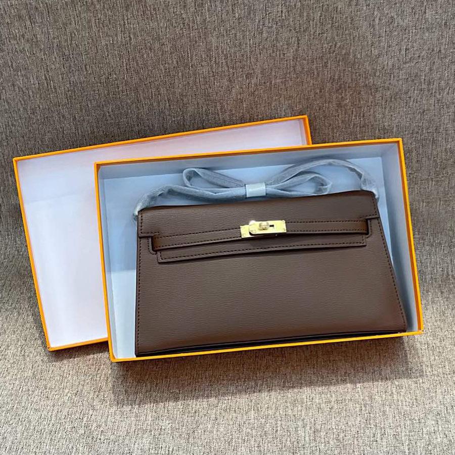 Luxus-lite Kelly-Tasche aus Rindsleder mit Ziegenprint, Unterarmtasche aus echtem Leder, Single-Shoulder Crossbody-Tasche, Retro und vielseitige Damentasche