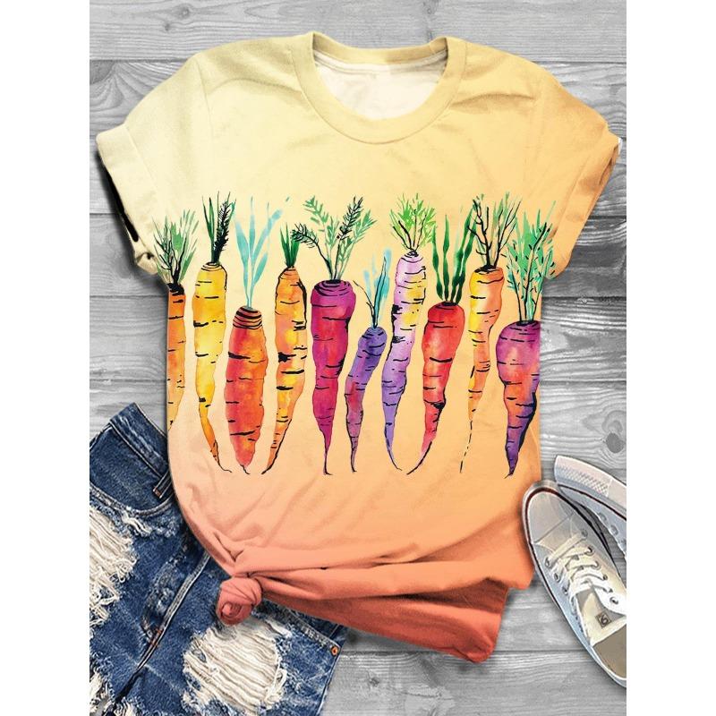 Summer Calf Print Women's Commuting Round Neck Short Sleeved Shirt T-Shirts Women’s