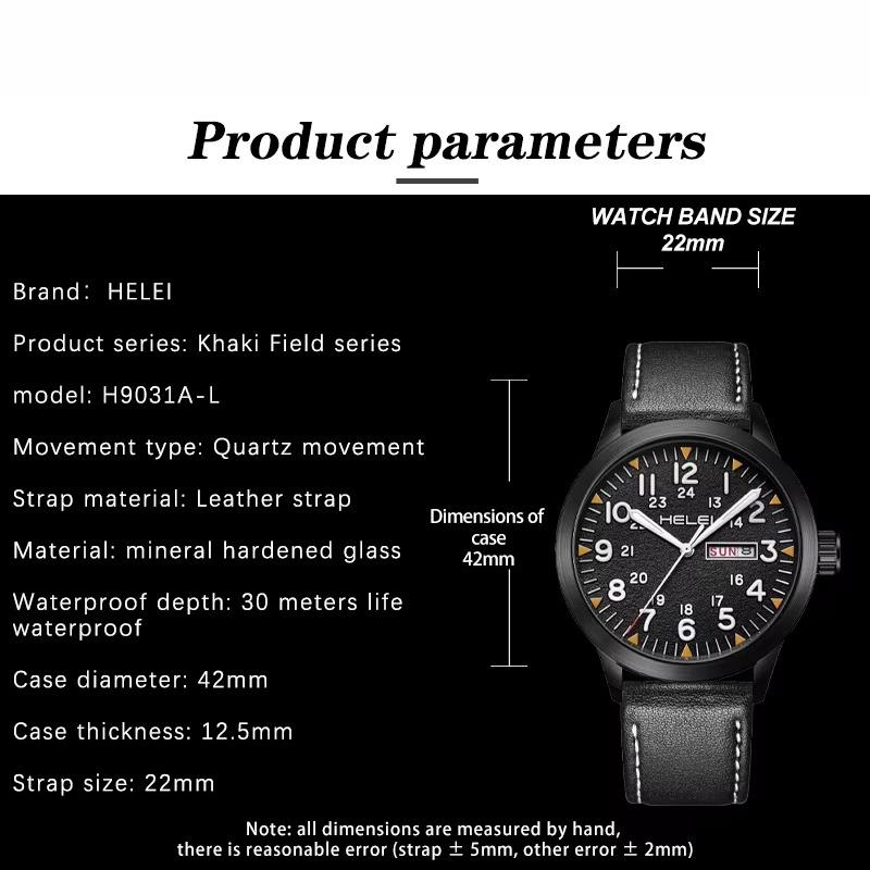 Mens Watch Classic Tactical Analog Quartz Watches Luminous Markers Day & Date Waterproof Casual Dress Watch