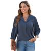 Fashion Pure Color Minimalist Loose Pullover Tops Women's 2025 Spring New Arrival Commuter's All-Matching V Neck Chiffon Shirt Women