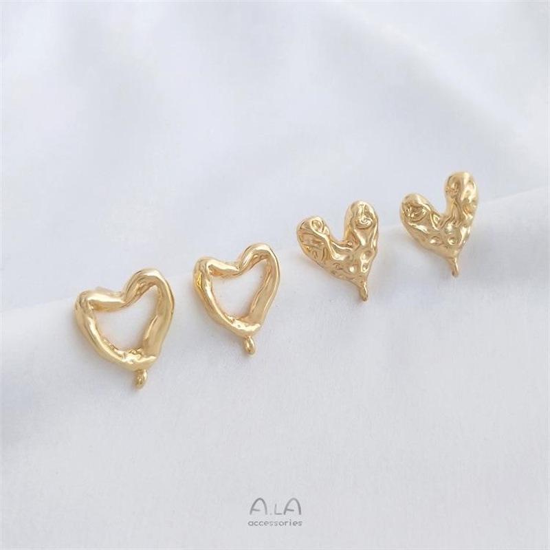 

14K Gold-Filled Irregular Peach Heart & Ring Stud Earrings with 925 Silver Needle
