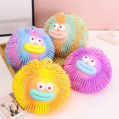 Tecknad Korvmynning Stressboll Ångestlindring Långt Hår Stora Ögon Boll Fidget-leksak Handövning Lysande Boll Sensorisk Leksak