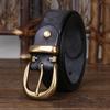 Unisex 3.3cm Men and Women Real Genuine Leather Vintage Belt Female Luxury Copper Buckle Belt Male High Quality Jeans Strap