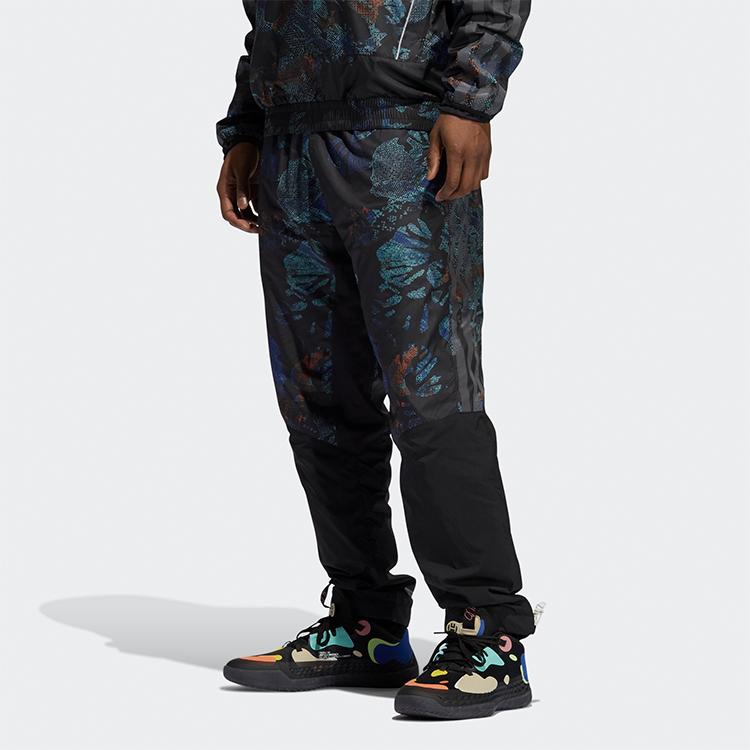 adidas Harden Next Floral Print Basketball Pants Men Bottoms Black GH6694