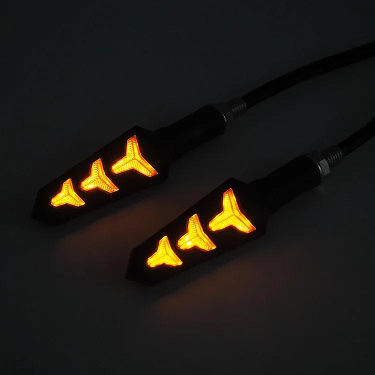 

2 шт. светодиодный указатель поворота для мотоцикла, плавные индикаторы Fishbone, дневные ходовые огни 12 В жёлтый