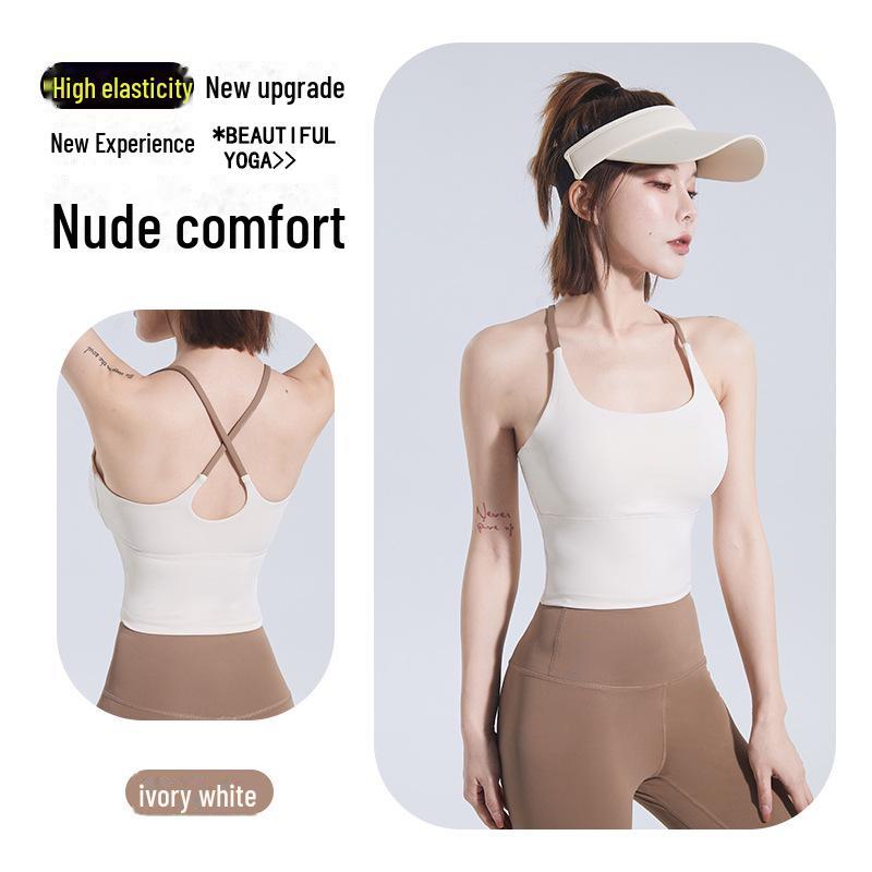 Women's Thin Strap Sports Bra with Chest Pad - Yoga and Fitness Vest Top