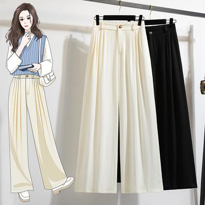 DIMANAF 2026 Summer New Plus Size Women Long Pants Thin Linen Loose Elastic Waist Fashion Casual Lady Bottoms Clothing