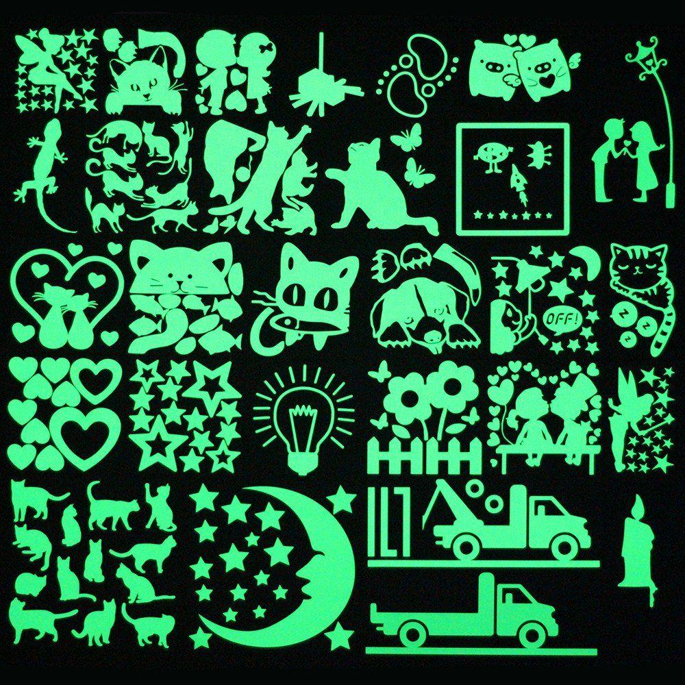 Switch Decoration Luminous Stickers Kids Room Wall Laptop Fridge Desk Car Home Decor Vinyl Decal Car/Fairy/Moon Stars/Bulb/Dog..