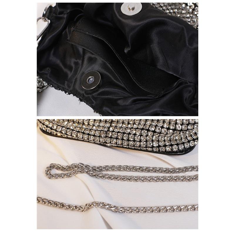 New Handmade Rhinestone Bucket Evening Bag Women Chain Crossbody Top Handle Vest Purse For Wedding Banquet Party