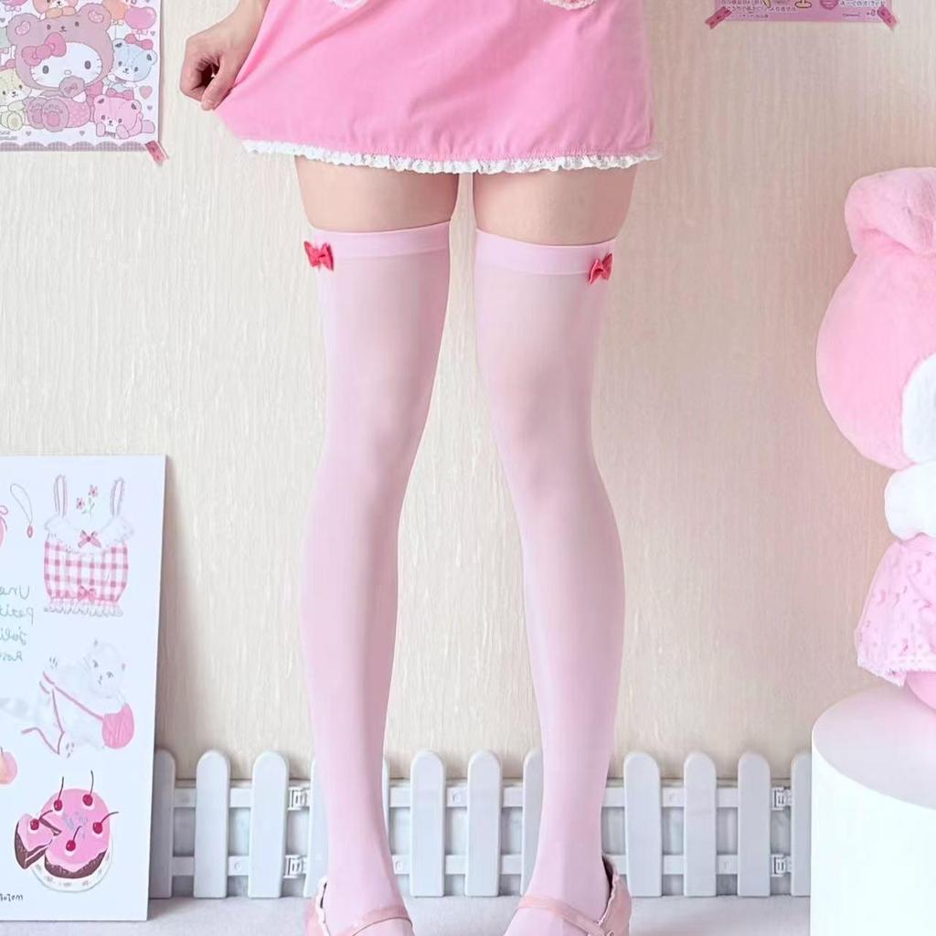 European & American Velvet Bow Christmas Over-the-Knee Socks