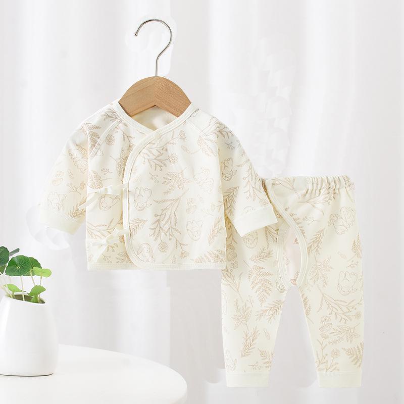 Herbst Baby Baumwollkleidungsset: Neugeborenen Klettanzug mit offenem Schritt