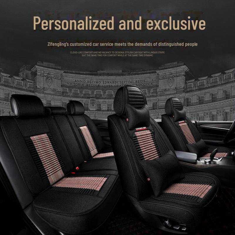 Purple Wind Bell Linen Seat Cover for 5 Series 530Le - Light Blue Geometry A Star Design