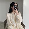 Women Korean Spring Loose Bubble Sleeve Dresses Pleated Elegant Cute Turn-down Collar Shirt Dress Summer