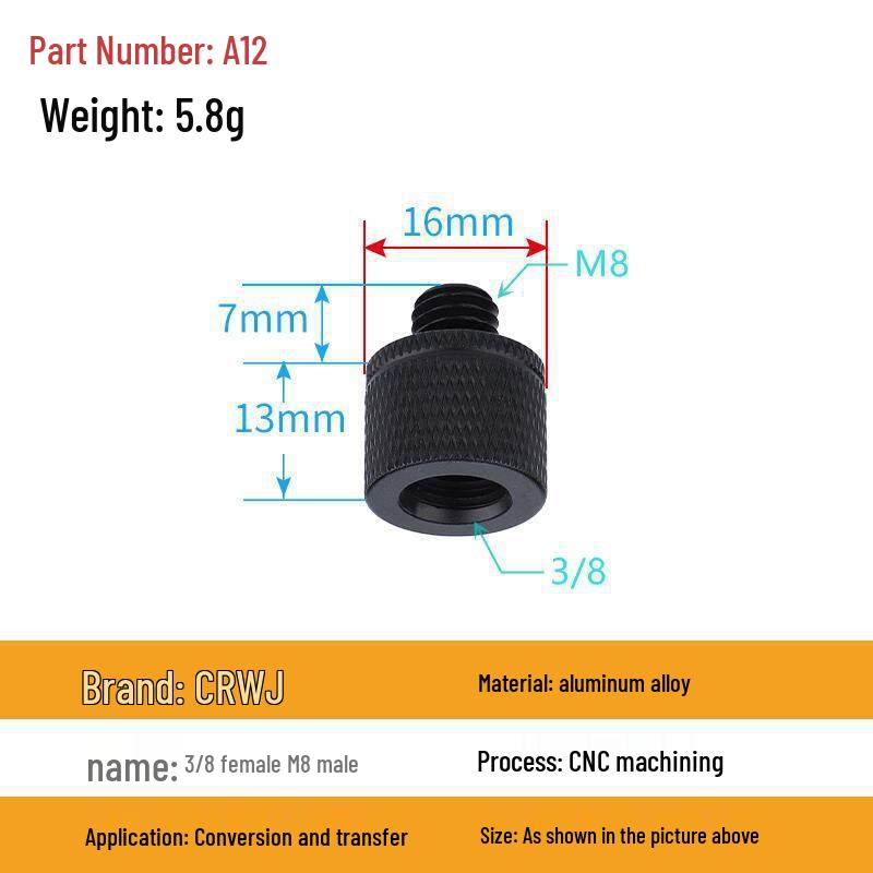 1/4 to 3/8 M4 M5 M6 M8 Screw Adapter for Tripod, Pan/Tilt Camera, Hot Shoe Mount & Light Stand