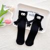 1 Pair Cartoon Magnet Hand-linking Socks Knitted Color Matching Christmas Style Elastic Anti-slip Warm No Odor Festive New Year Mid-tube Socks