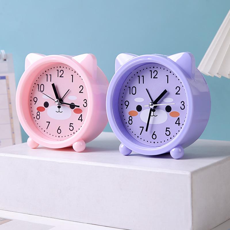 Alarm Clock Student Children Simple Stylish Silent Bedside Bedroom Wake Up Clock Cute Cartoon Clock Desk Gift